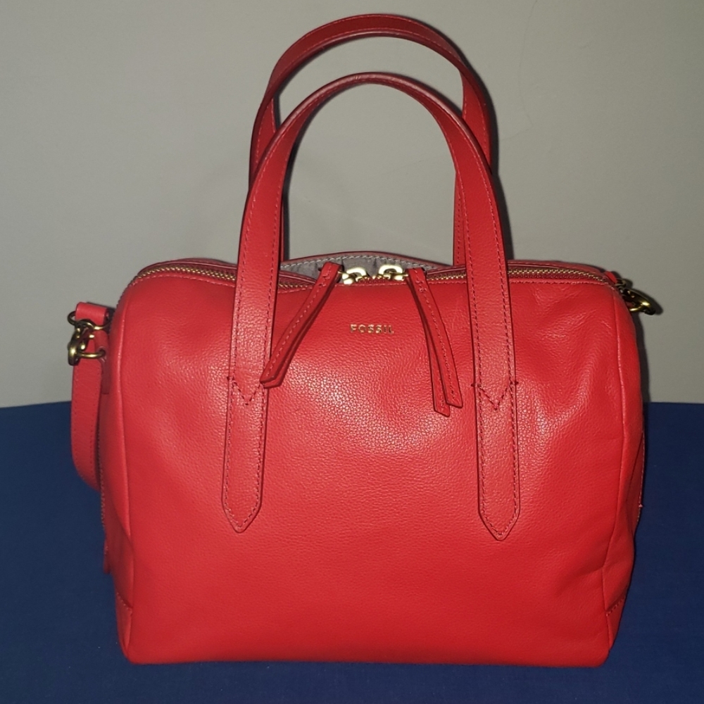 Red Fossil Satchel Purse
